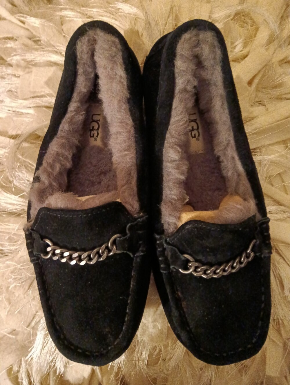UGGAustralia Ansley Charms -Black Suede Size 6 New